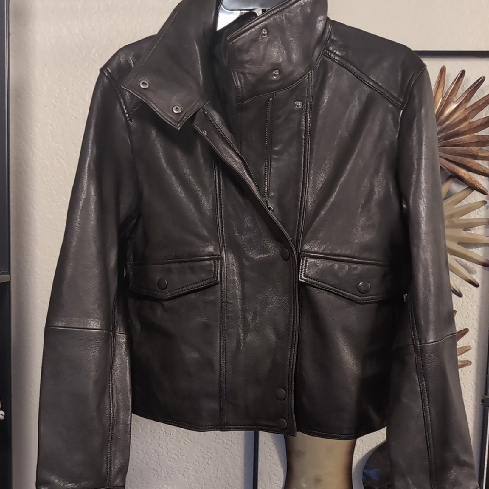 Mango Black Leather Jacket